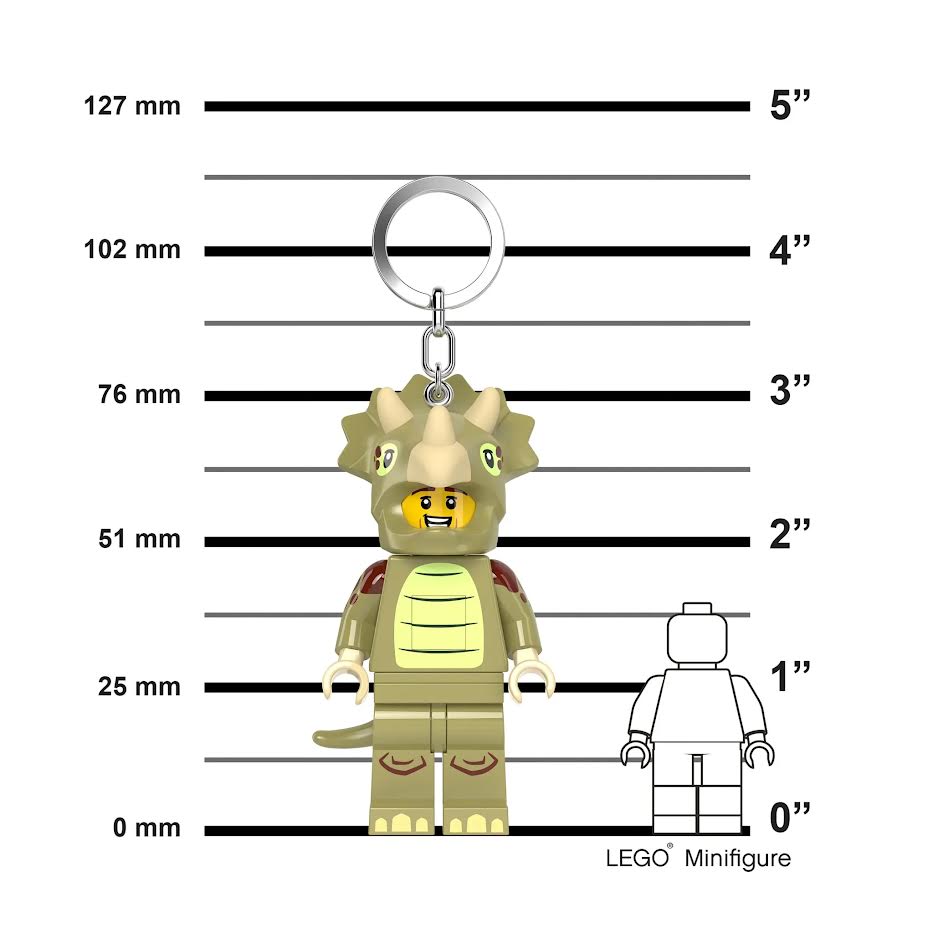 Lego Minifigures Large 3 Inch Tall Figure Keychain Light - Triceratops Costume