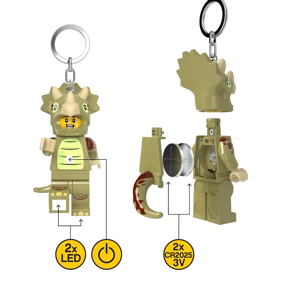 Lego Minifigures Large 3 Inch Tall Figure Keychain Light - Triceratops Costume