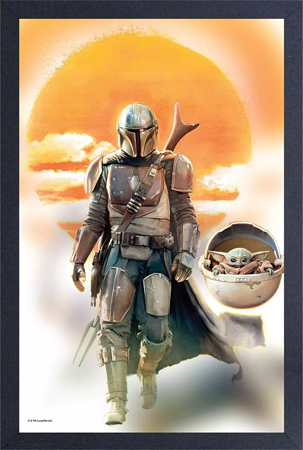 Star Wars The Mandalorian Mando & Yoda Wall Poster Framed and ready to hang