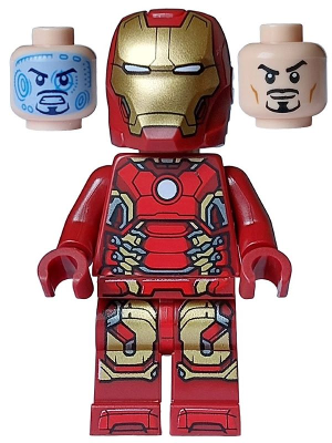 Lego Minifigure Iron Man - Mark 43 Armor, Light Nougat Head (sh0974) (Brand New)