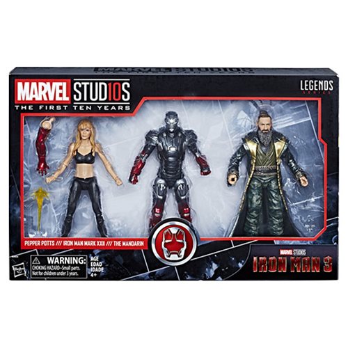 Marvel Legends Cinematic Universe 10th Anniversary Iron Man 3 Pepper Potts, Iron Man, and Mandarin 6-Inch Action Figures