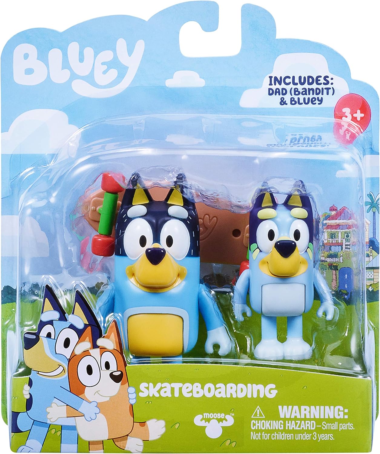 Bluey - Skateboarding 2.5" & Dad 3.27" Figures