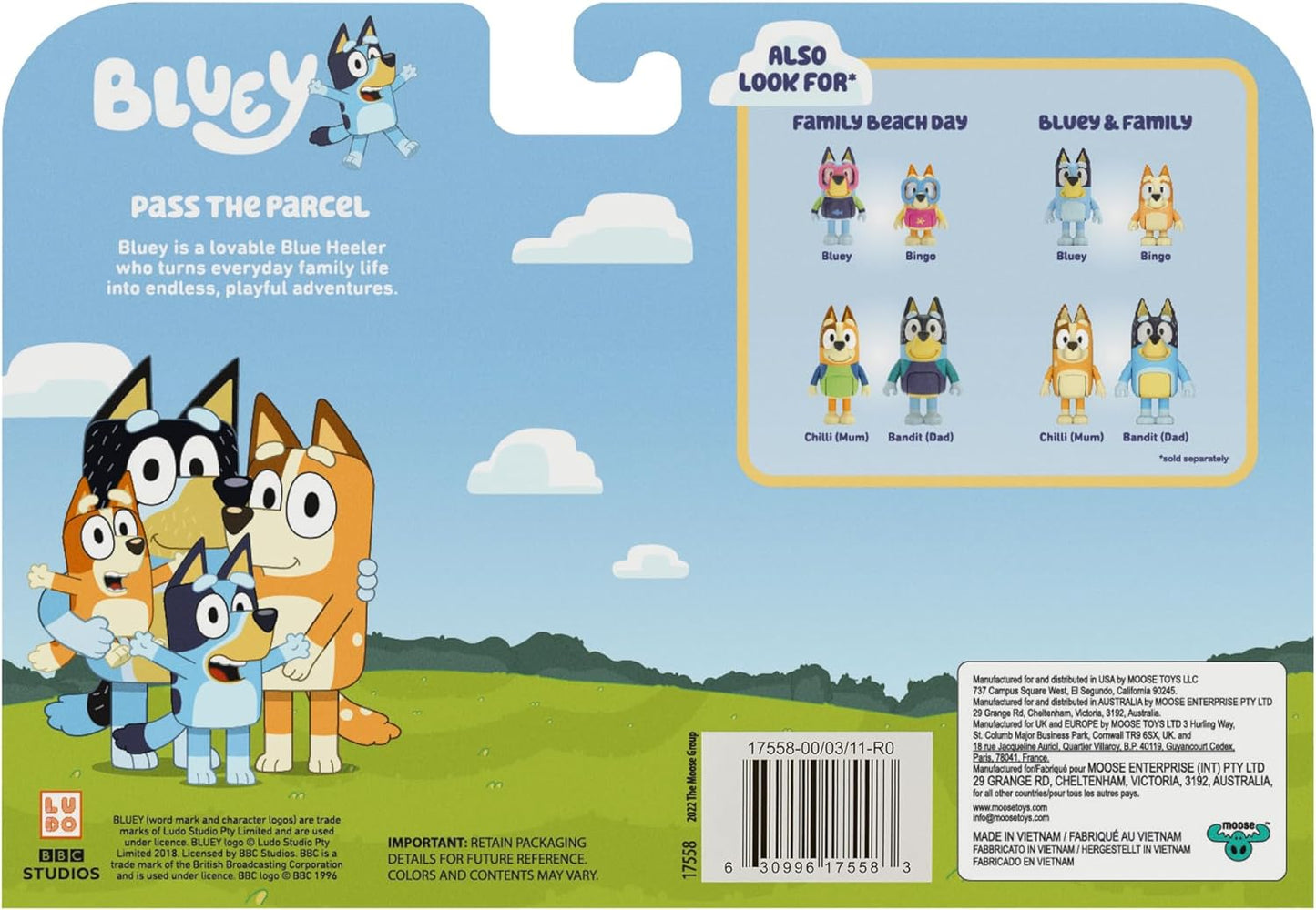 Bluey Figure 4-Pack, Pass The Parcel