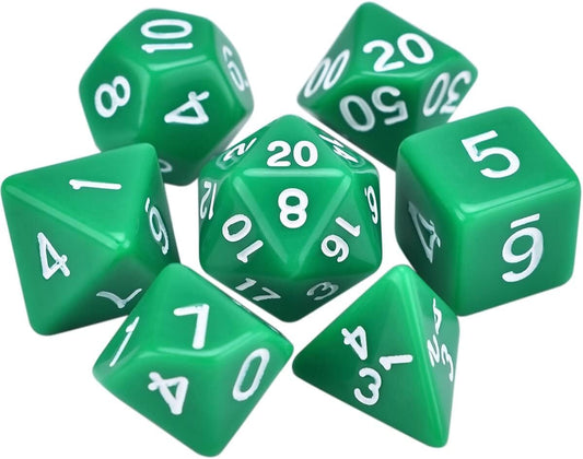 Polyhedral Dice - 7 Piece Set --- Opaque Green