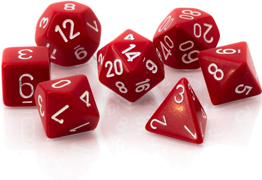 Polyhedral Dice - 7 Piece Set --- Opaque Red