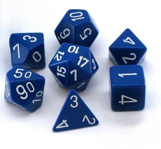 Polyhedral Dice - 7 Piece Set --- Opaque Blue