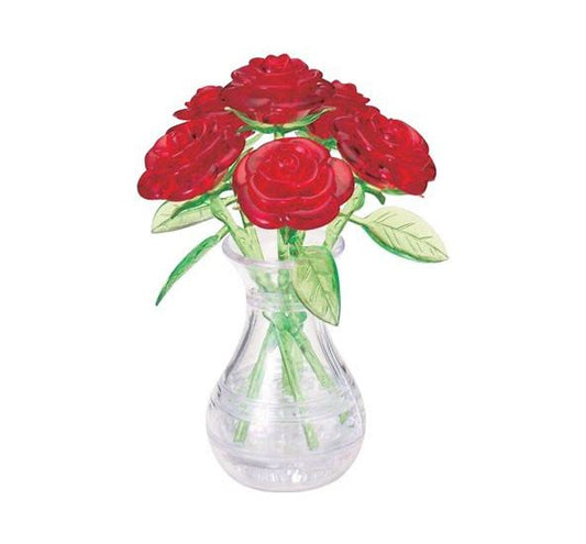 3D Crystal Puzzle: Roses in Vase - Red