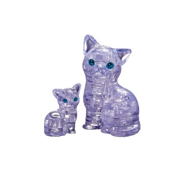 3D Crystal Puzzle: Cat & Kitten (lavender)