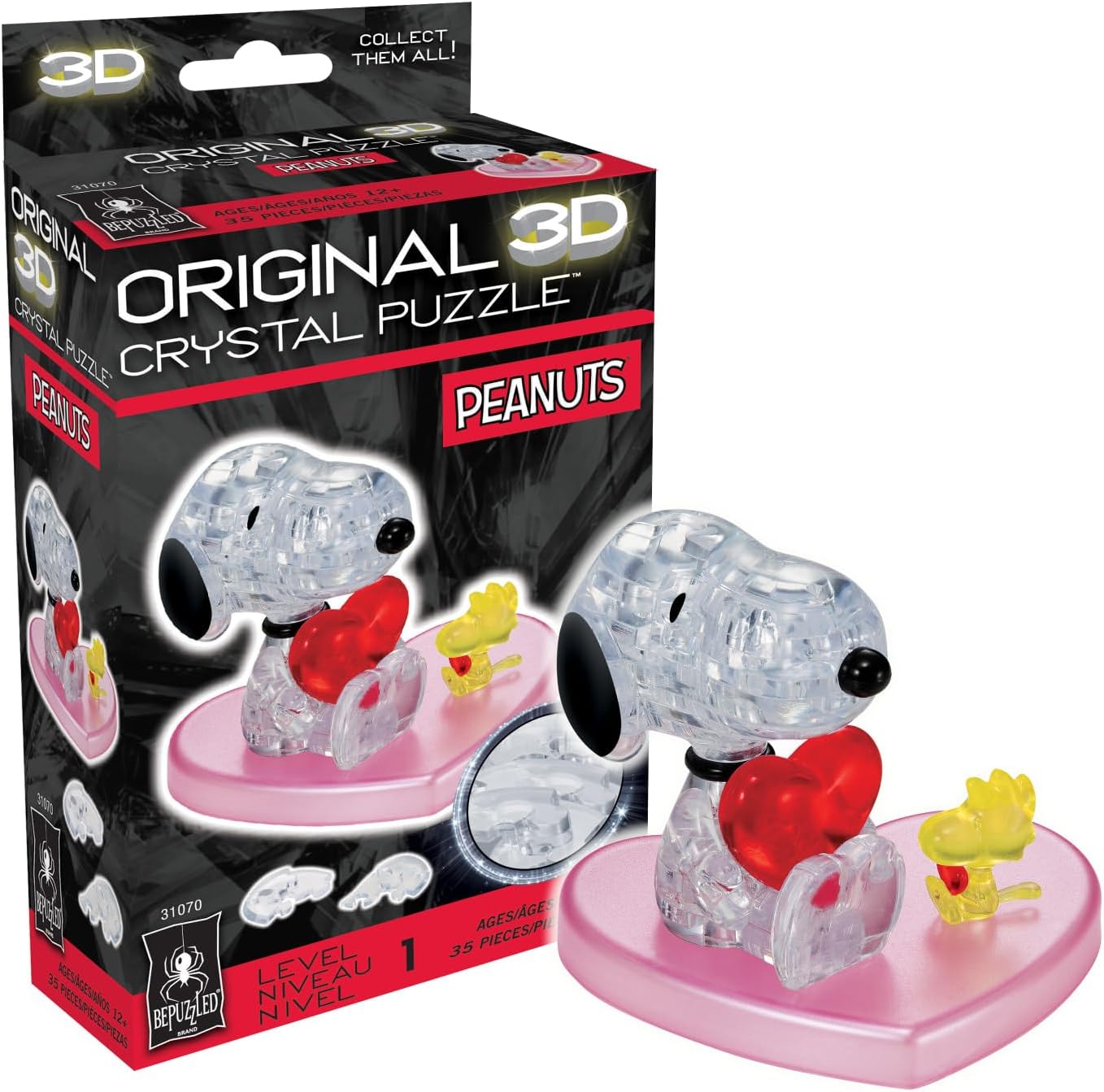 3D Crystal Puzzle: Peanuts - Snoopy Heart