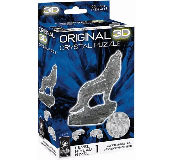 3D Crystal Puzzle: Wolf (white)