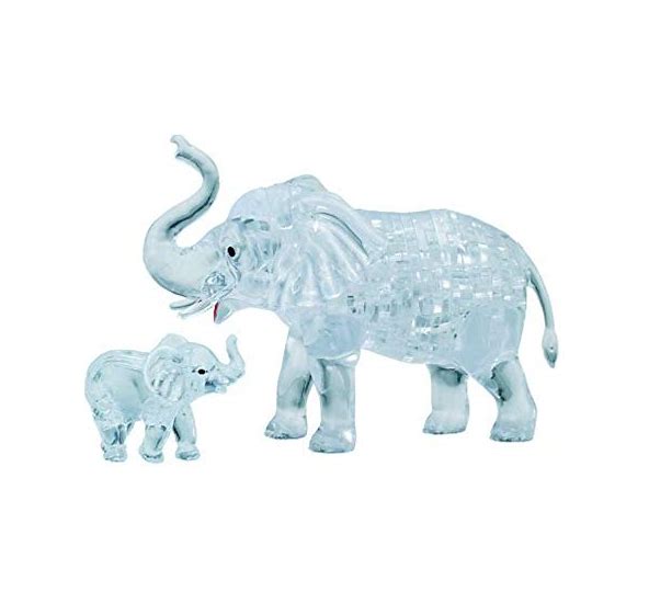 3D Crystal Puzzle: Elephant & Baby (white)