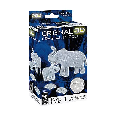 3D Crystal Puzzle: Elephant & Baby (white)