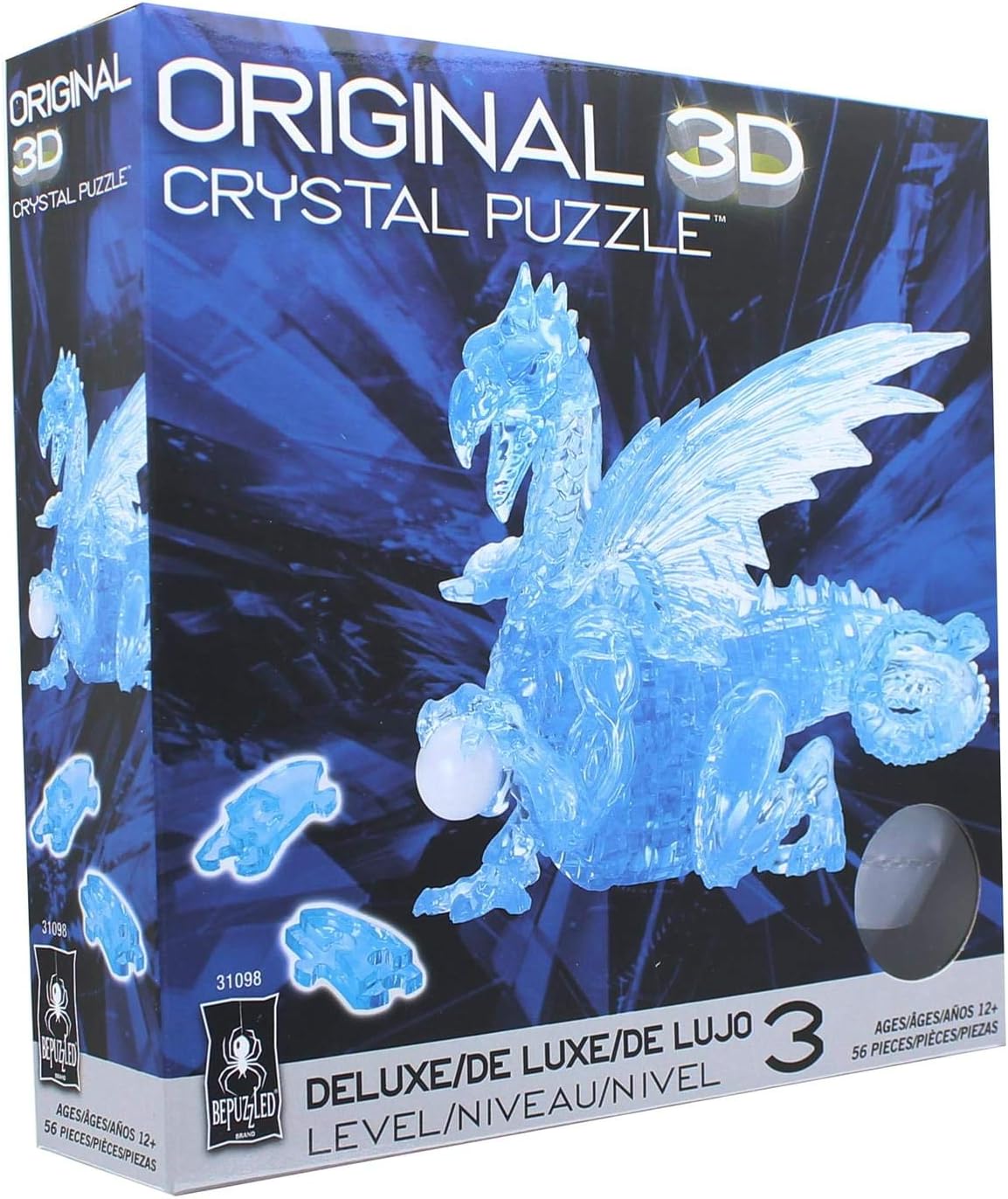 3D Deluxe Crystal Puzzle: Dragon (blue)