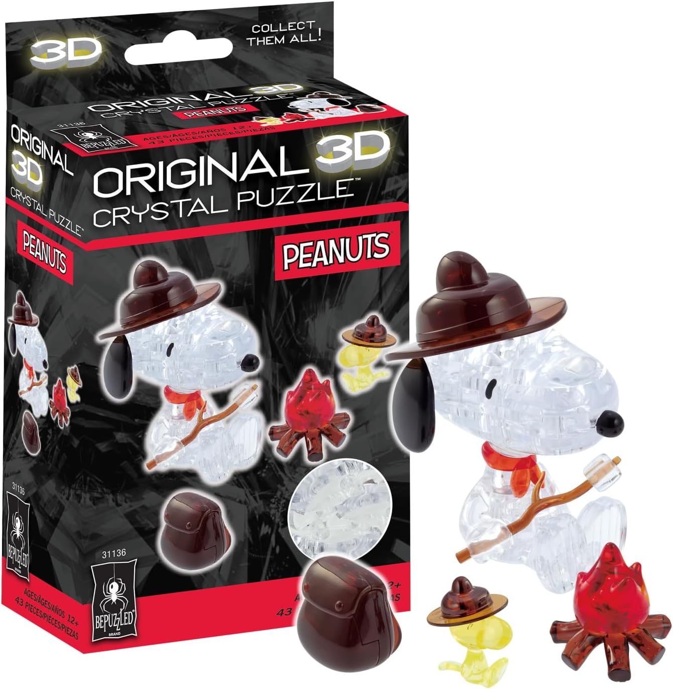 3D Crystal Puzzle: Peanuts - Snoopy Campfire