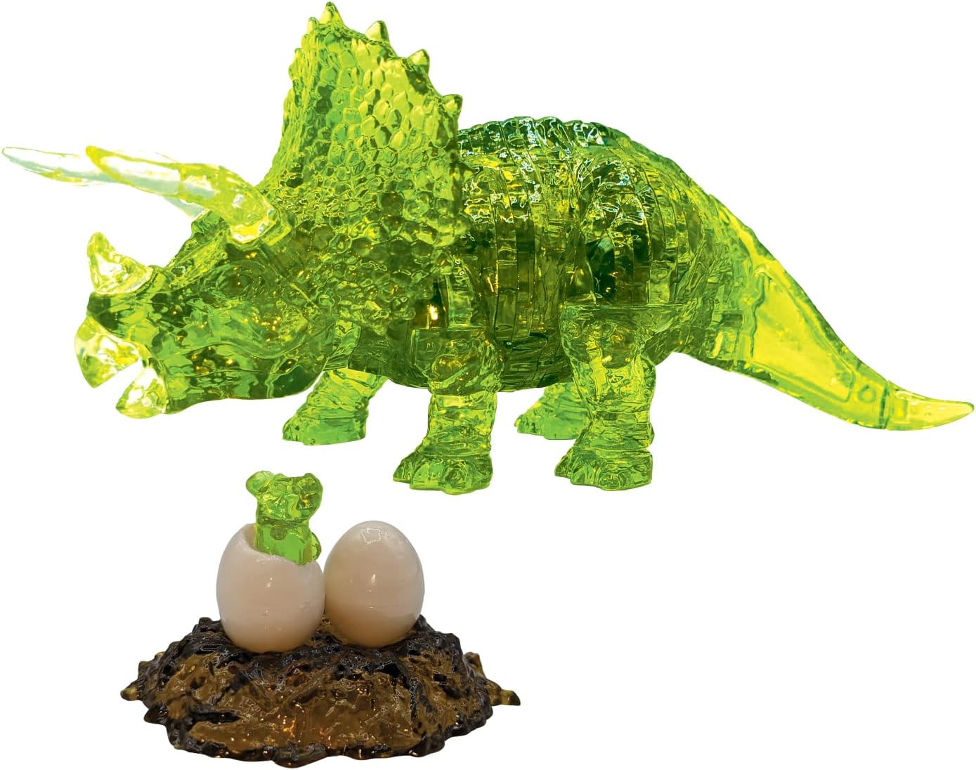 3D Deluxe Crystal Puzzle: Triceratops & Baby (green)