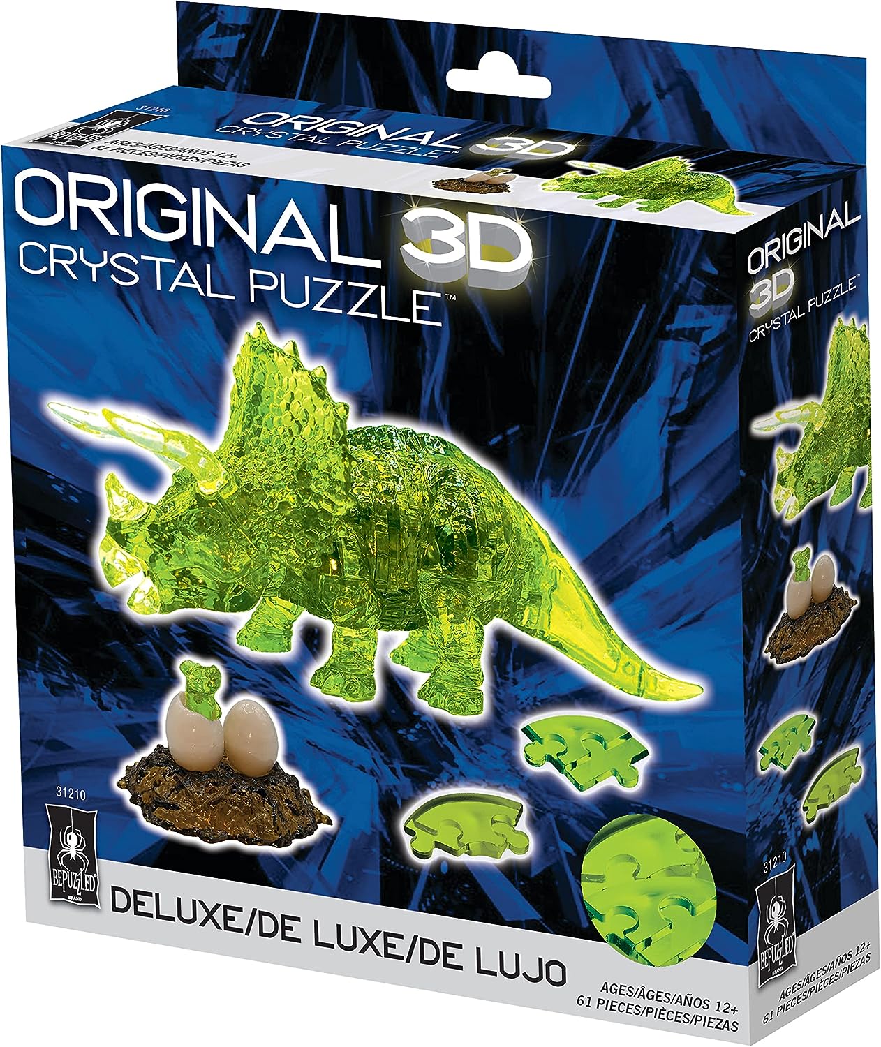 3D Deluxe Crystal Puzzle: Triceratops & Baby (green)