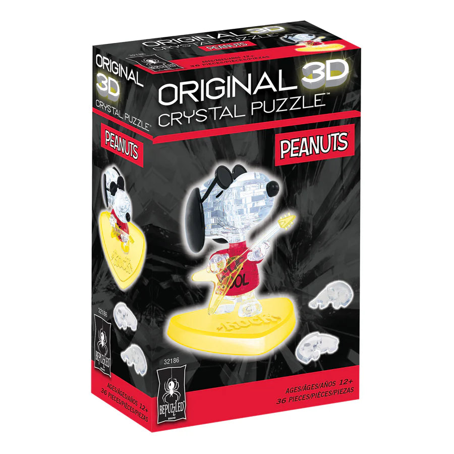 3D Crystal Puzzle - Peanuts Snoopy Joe Cool: 36Pcs