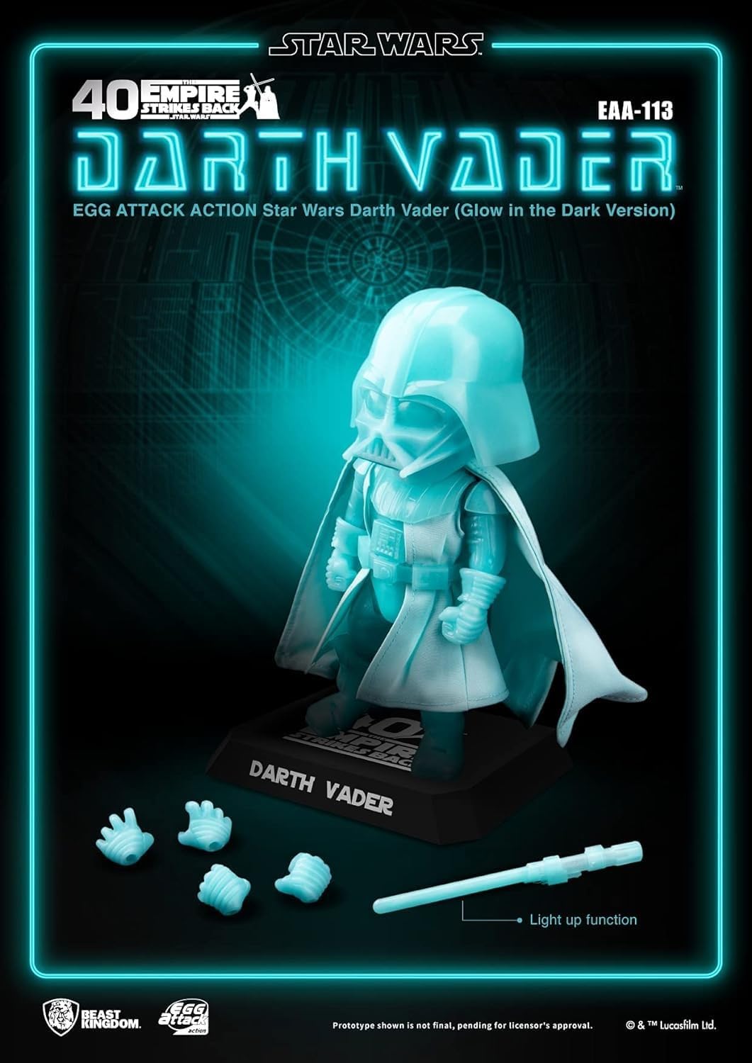 Beast Kingdom Star Wars: Darth Vader EAA-113 (Glow in The Dark Version) Egg Attack Action Figure