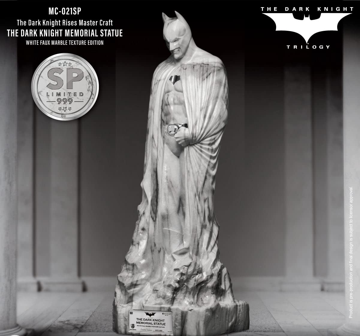 The Dark Knight Rises White Faux Marble Texture Memorial Statue