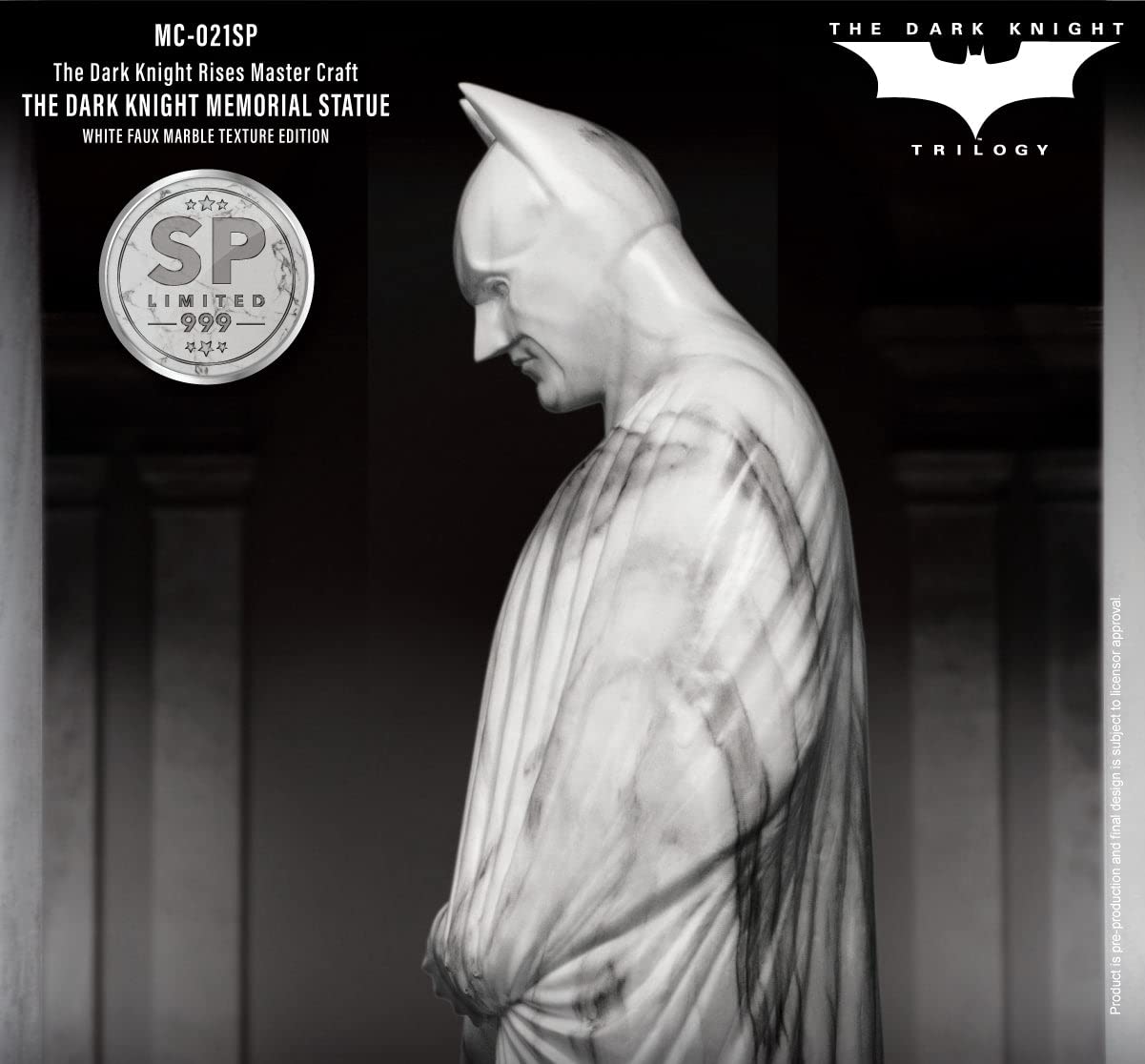 The Dark Knight Rises White Faux Marble Texture Memorial Statue