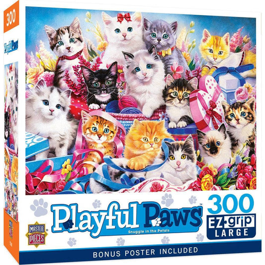 Playful Paws - Snuggle in the Petals 300 Piece EZ Grip Jigsaw Puzzle