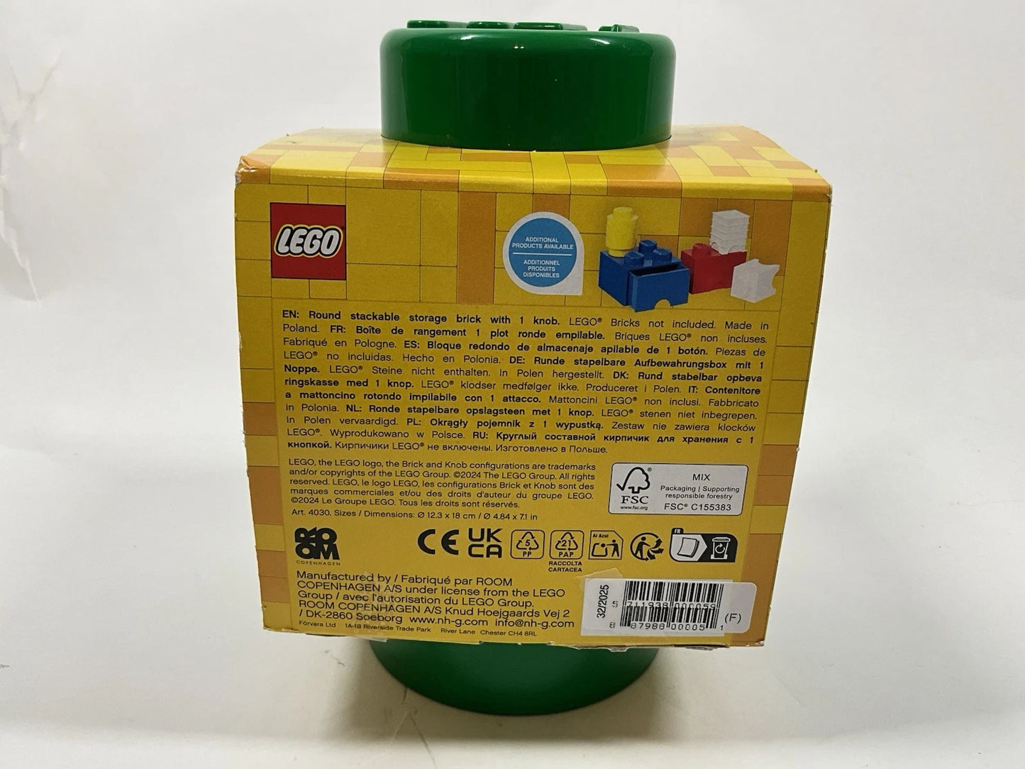 Lego 1-Stud Round Storage Brick – Green