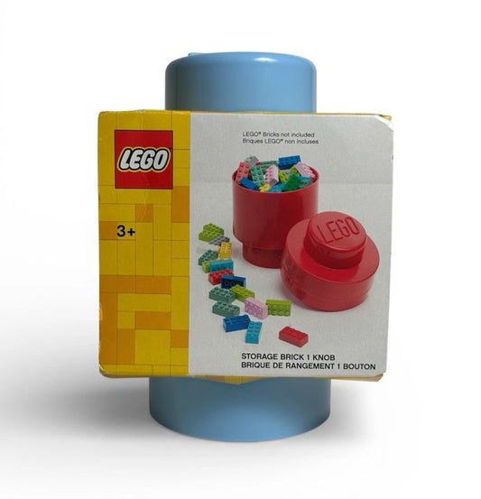 Lego storage brick 1 knob round light blue