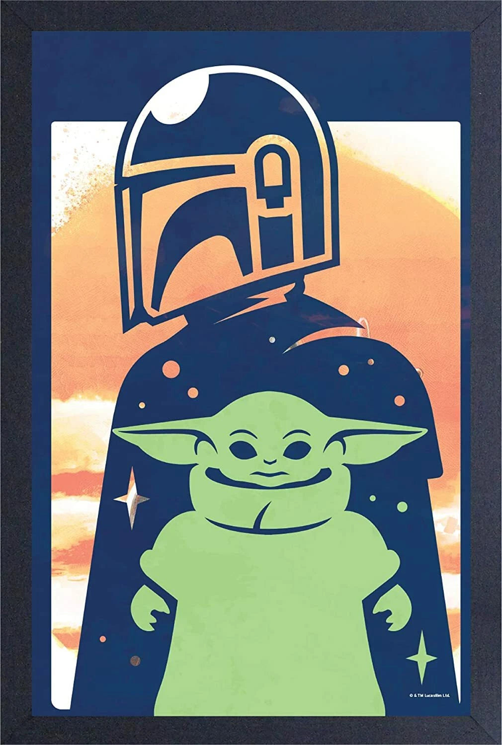 Star Wars The Mandalorian The Child Vector Wall Poster Framed and ready to hang